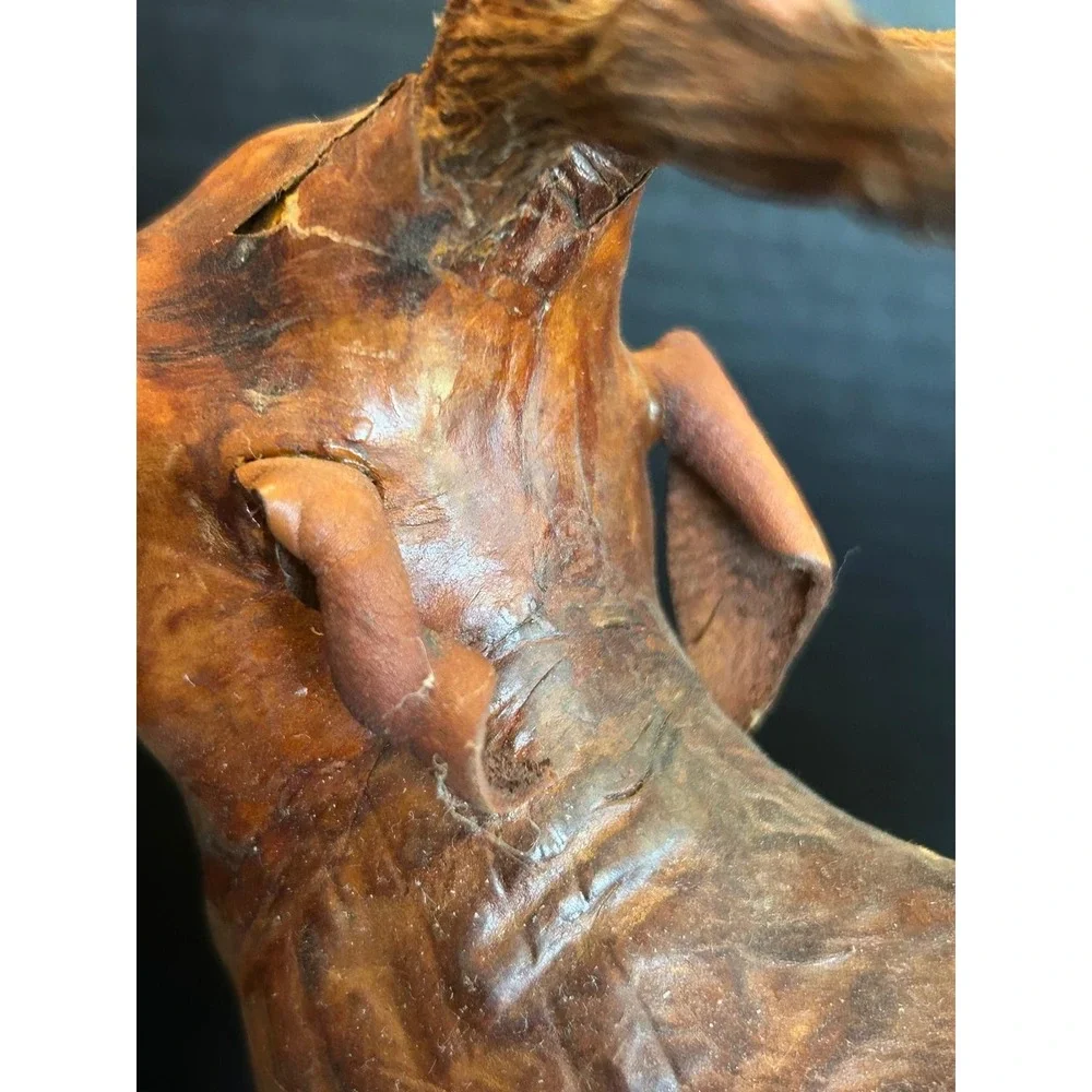 Vintage Leather Wrapped Deer Stag Statue 12